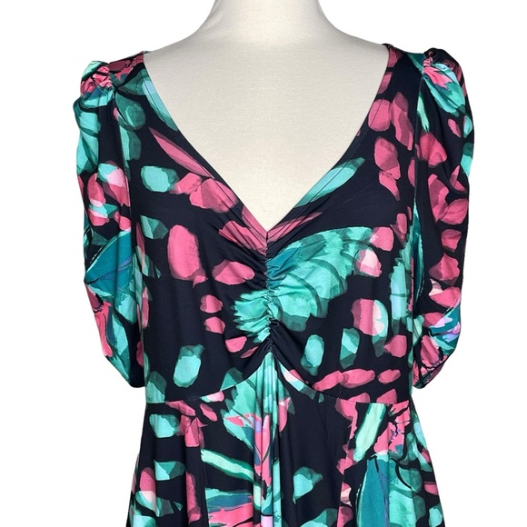 Torrid 1 Mini Studio Knit Cinch Front Skater Dress butterfly print - Picture 2 of 10